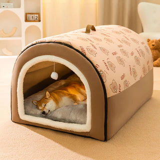 Warm Dog House With Detachable Mat